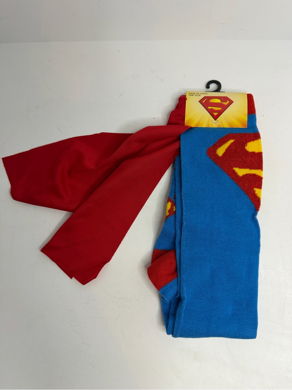 VTG DC Comics Superman Cape Socks Bioworld Knee High Costume Men's Crew OSFM NWT